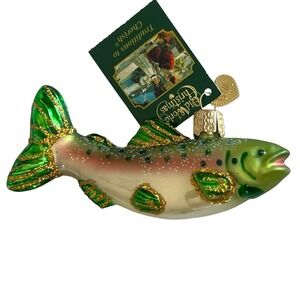 Old World Christmas Alpine Rainbow Trout Fish Blown Glass Ornament New